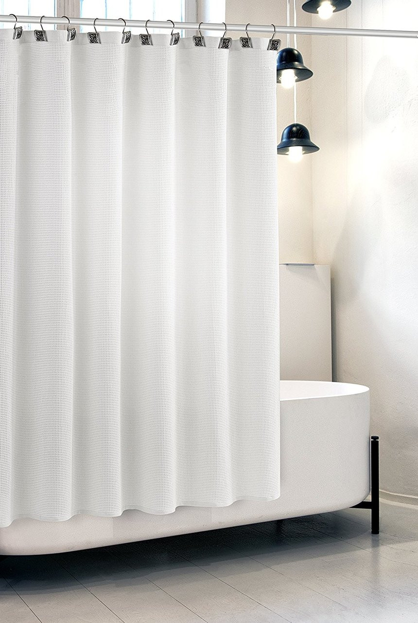 White Waffle Shower Curtain The Linen Shop