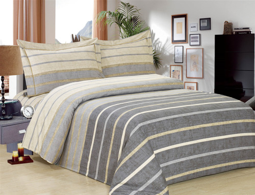 French Grey Stripe Linen Set