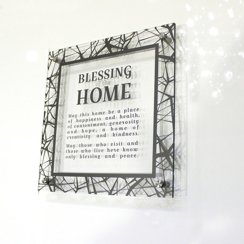 Waterdale Lucite Birchat Habayit English Plaque - Cracked (WD-BH-ENGC)