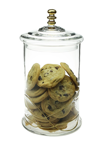 Swirl Gold Glass Jar with Lid (CSJG386)