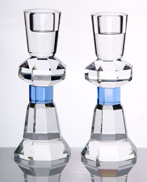 Crystal Candlestick Set - Blue (1653B)