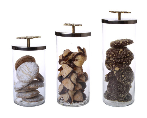 Classic Touch Glass Canister With Mosaic Handle