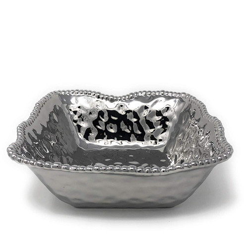 Verona Titanium-Plated Porcelain Square Bowl, Medium