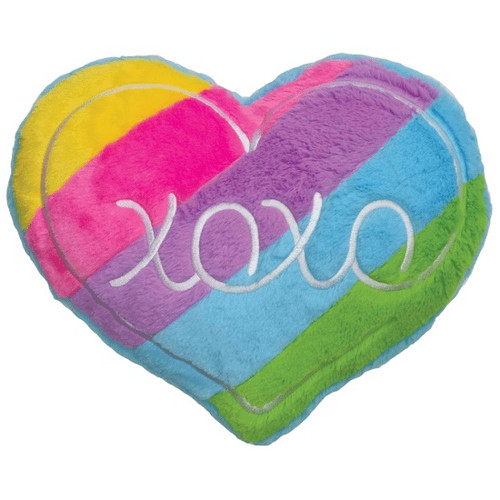 XOXO Rainbow Heart Furry Pillow