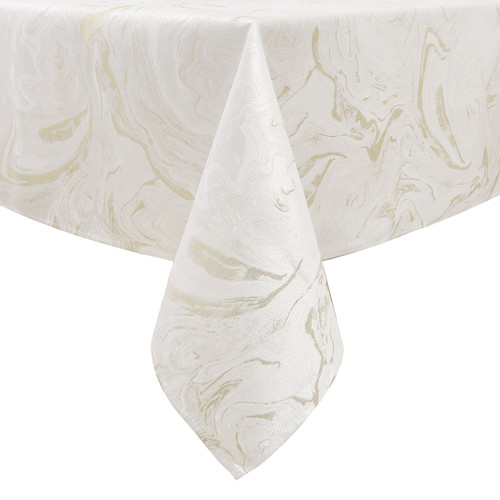 Jacquard Tablecloth White Gold Marble