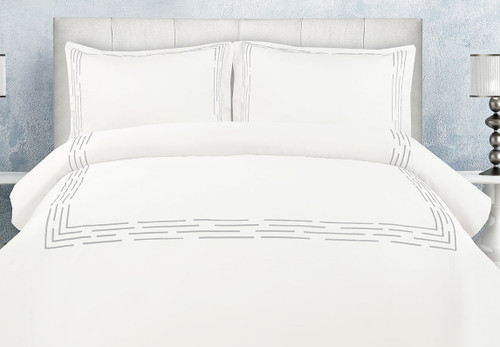 Cannes White & Silver Linen Set