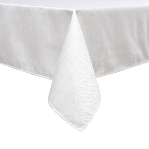 Jacquard Tablecloth White/Silver Herringbone