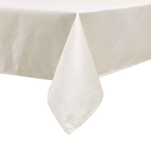Jacquard Tablecloth White/Gold Herringbone