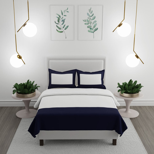 Zoe White/Navy Linen Set