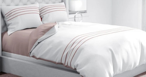 Pink Striped Embroidered Linen Set