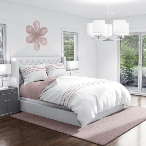 Pink Striped Embroidered Linen Set