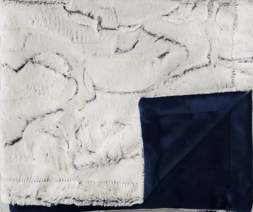 Cuddle Navy Velour Minky Baby Blanket