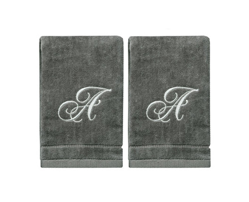 Grey Initial Fingertip Towel