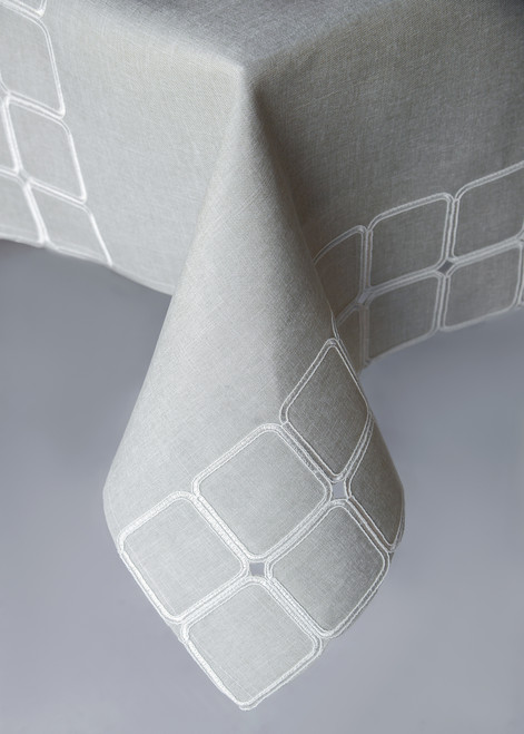 Sarrel Grey Lined Tablecloth