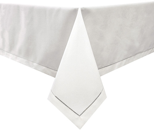 Hemstitch White Tablecloth