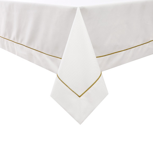 Gold Stitch White Tablecloth