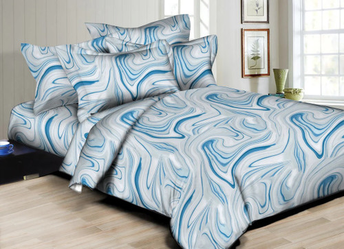 Blended Swirls Blue Linen Set