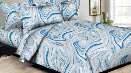 Blended Swirls Blue Linen Set