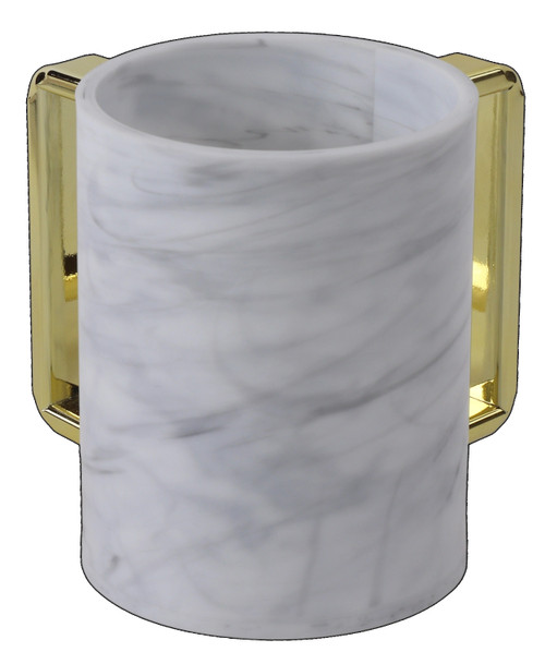Lucite Marble Washing Cup with Gold Handles