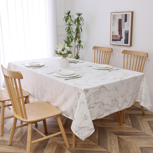 Velvet Tablecloth Stormy White and Gold