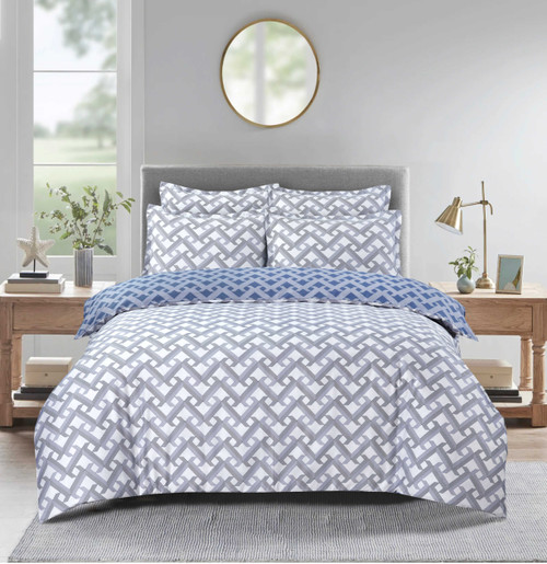 Diamond Braid Blue/Gray Linen Set