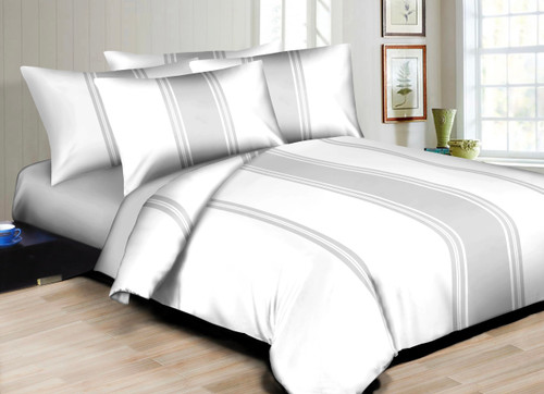 Hotel Style Stripes Grey  Linen Set
