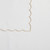 Gold Scalloped Linen Look White Tablecloth