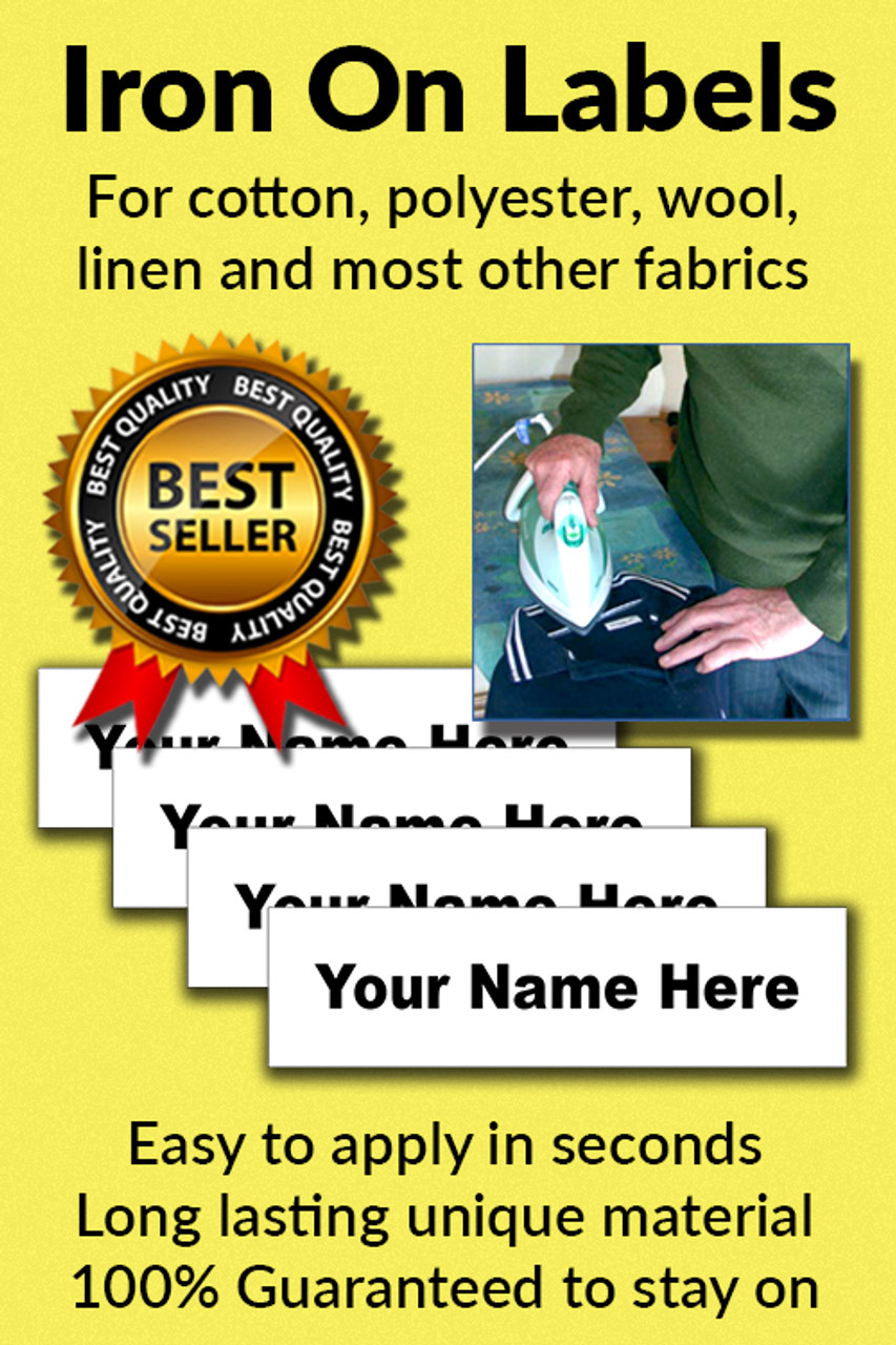It is a photo of Versatile Iron on Apparel Labels It's just an image of Versatile Iron on Apparel Labels