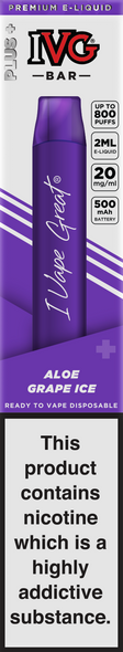 IVG Bar Plus + 800 Aloe Grape Ice Disposable Vape