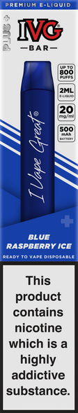 IVG Bar Plus + 800 Blue Raspberry Ice Disposable Vape