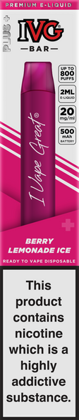 IVG Bar Plus + 800 Berry Lemonade Ice Disposable Vape