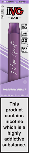 IVG Bar Plus + 800 Passion Fruit Disposable Vape