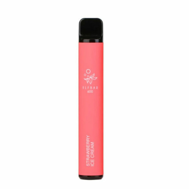 Elf Bar 600 Strawberry Ice Cream 0mg Disposable Vape (Nicotine-Free)