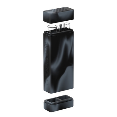 White Rhino Dual Original Silicone Container w Glass Straw & Chillum BLACK GRAY