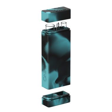 White Rhino Dual Original Silicone Container w Glass Straw & Chillum TURQUISE BLACK