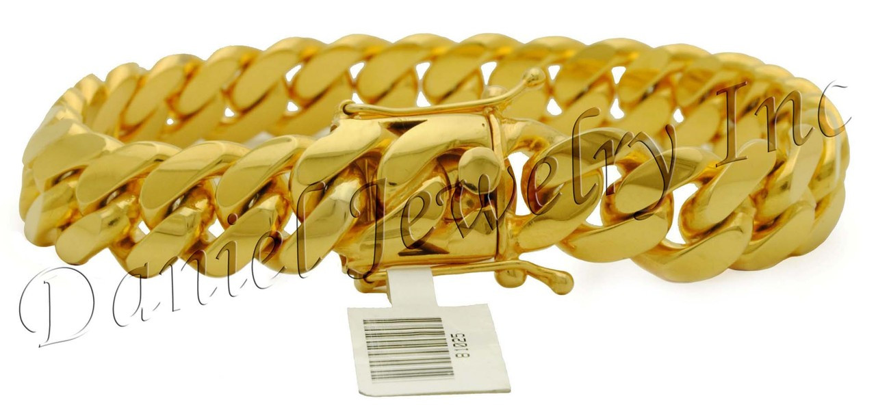 10K Yellow Gold 10MM Hollow Miami Cuban Curb Link Bracelet Chain 8.5