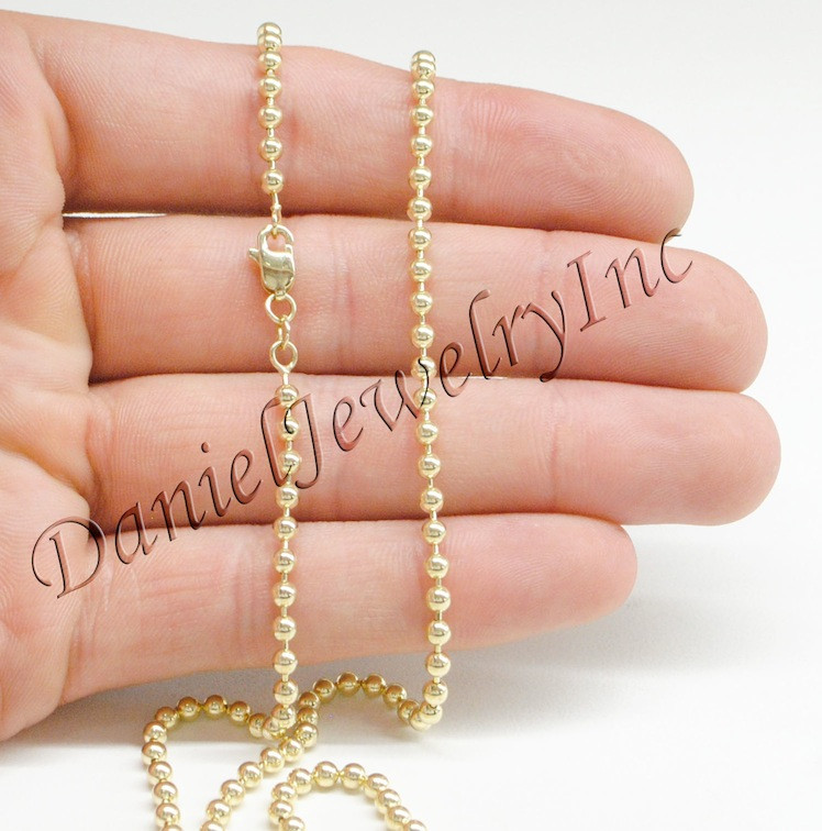Ball Bead Solid Chain 32" 30" 28" 26" 24" 22" 10k gold 3mm 23.0g Link