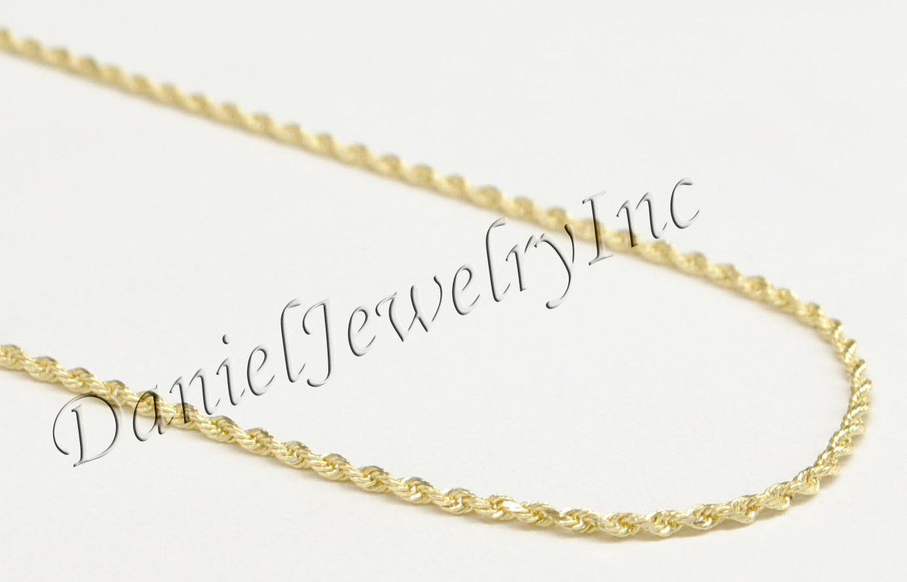 Solid 14K Yellow Gold Rope Chain 30 inch Long 1.5mm Twist Mens Ladies Necklace