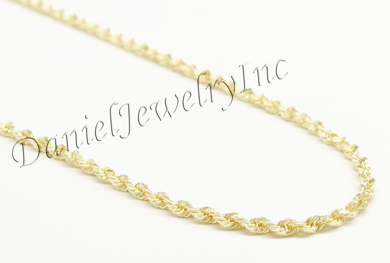 14k Yellow Gold Solid Diamond Cut Rope Chain Necklace Various Sizes –  Direct Source Gold & Diamond