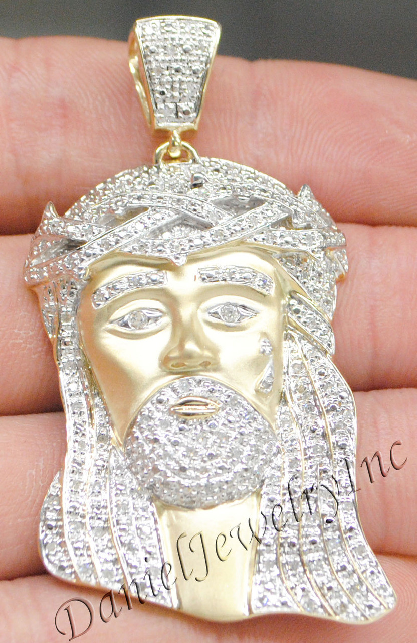 New Jesus Piece Head Face Yellow Gold 2 1/4