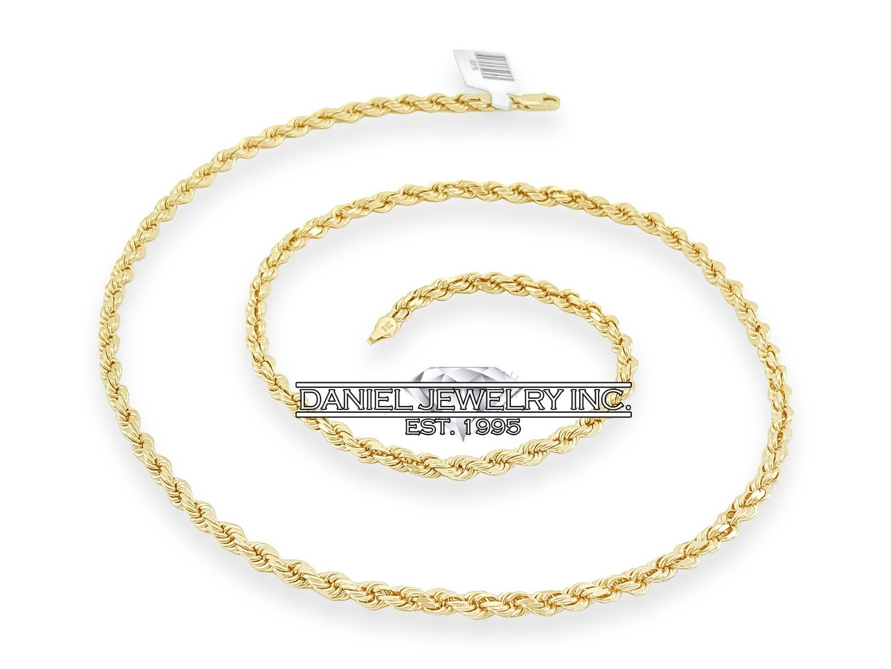 5mm Rope 14K Gold Vermeil Over Solid 925 Sterling Silver Chain Necklac –  Daniel Jeweler