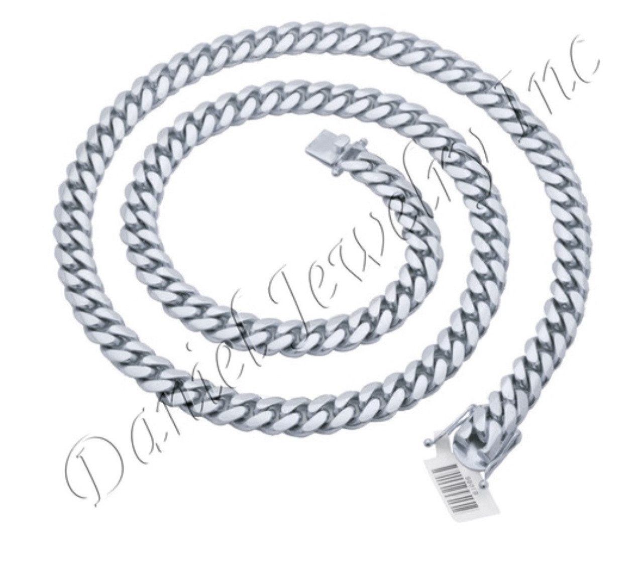 Dankadi Italy Design Solid 925 Sterling Silver Miami Cuban Link Chain Men's Necklace - Box Lock Cuban Link 10 mm 22-24-26 Inches Jewelry Gift