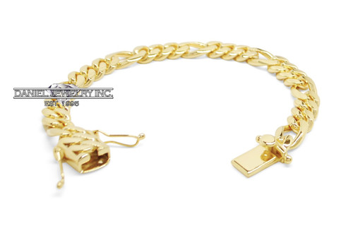 9mm Miami Figaro Cuban Link 18k Solid Bracelet