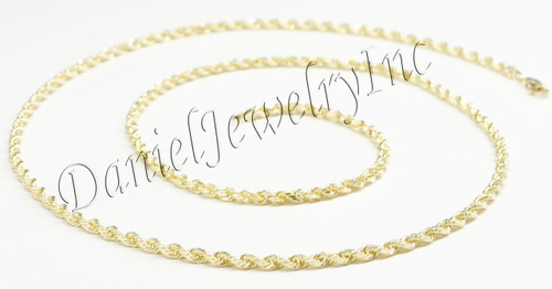3mm Rope Solid Diamond Cut Chain 10k gold