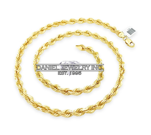 10K Yellow Gold 1.5mm-10mm Diamond Cut Rope Chain Necklace 14"-  30" Hollow