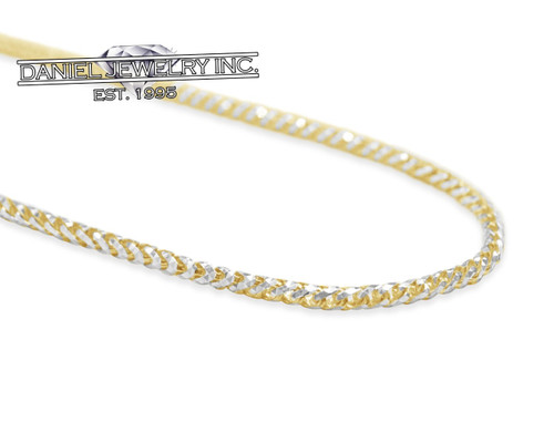 2mm Two Tone Prism Franco Solid Diamond Cut Chain 14k gold   