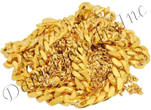 Assorted Miami Cuban link chains and bracelets