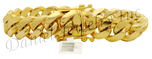 15mm Miami Cuban Link 22k Solid Bracelet