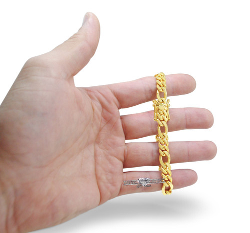 8mm Miami Figaro Cuban Link 10k Solid Bracelet