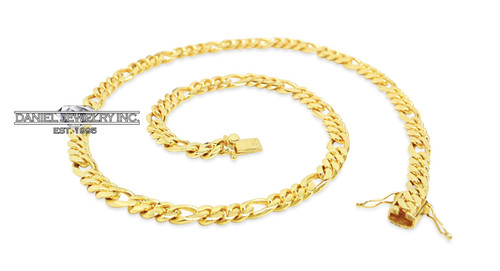 9mm Miami Figaro Cuban Link 10k Solid Chain